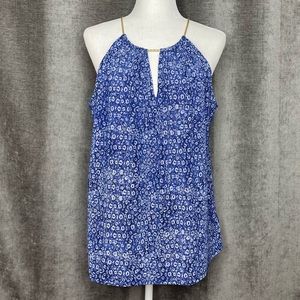 Michael Kors Cami Blouse Navy, Baby Blue & White with Golden chain